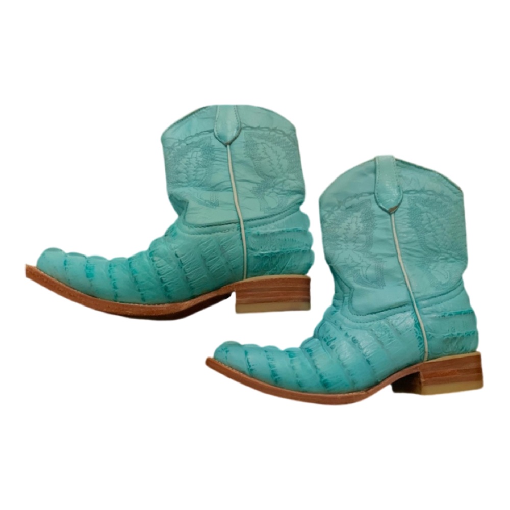 ♠️SOLD♠️ Linea de Oro Crocodile and Leather Cowboy Boots - Kids Size 12 - Picture 3 of 8